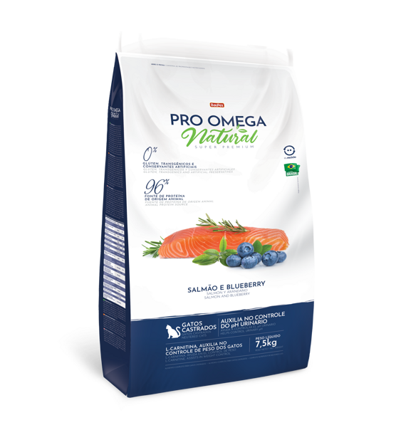 NATURAL PRO OMEGA для Кастрированных кошек 7,5 кг. Лосось и Черника